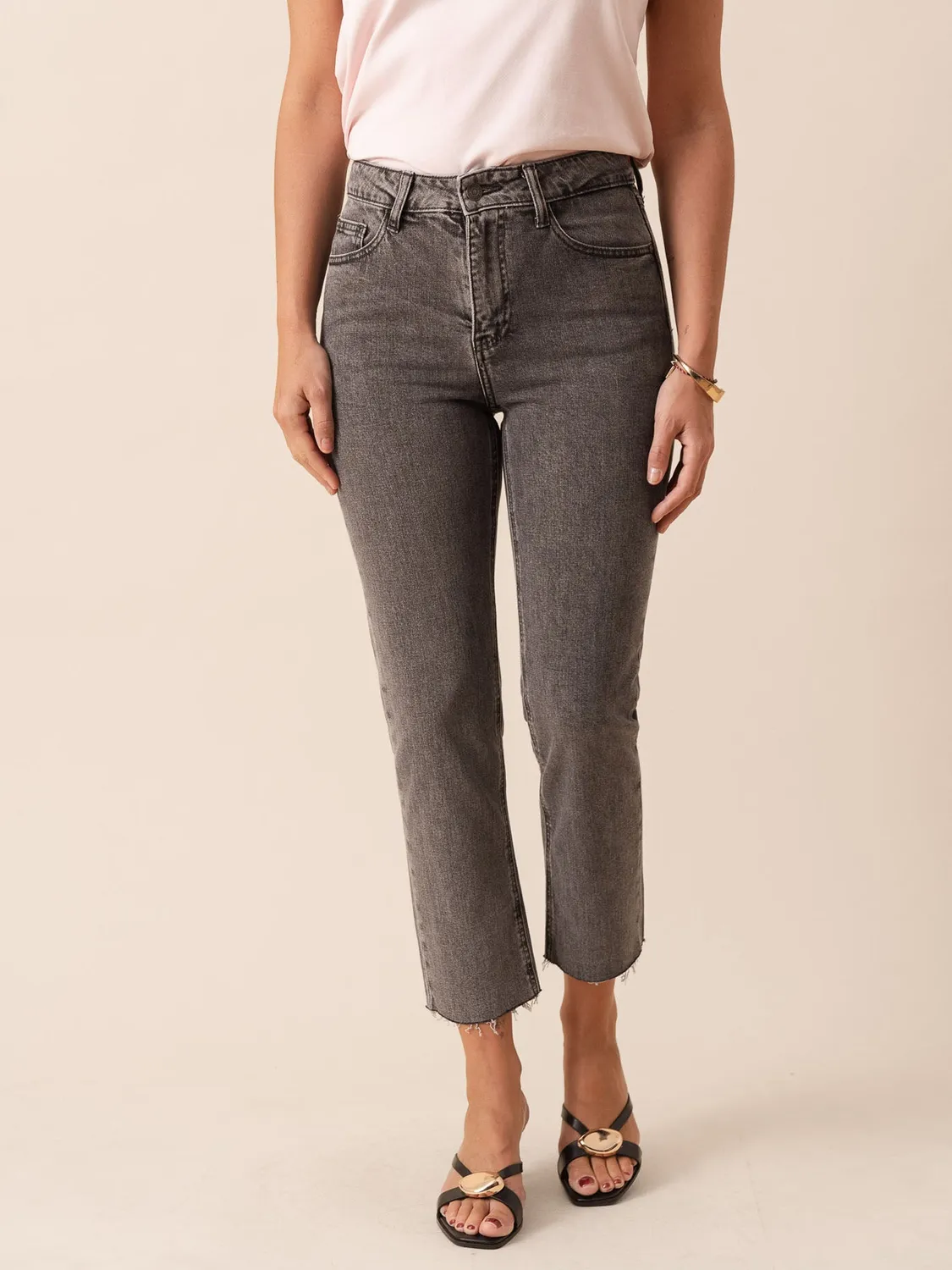 Oraije Maryline jeans straight grigio chiaro