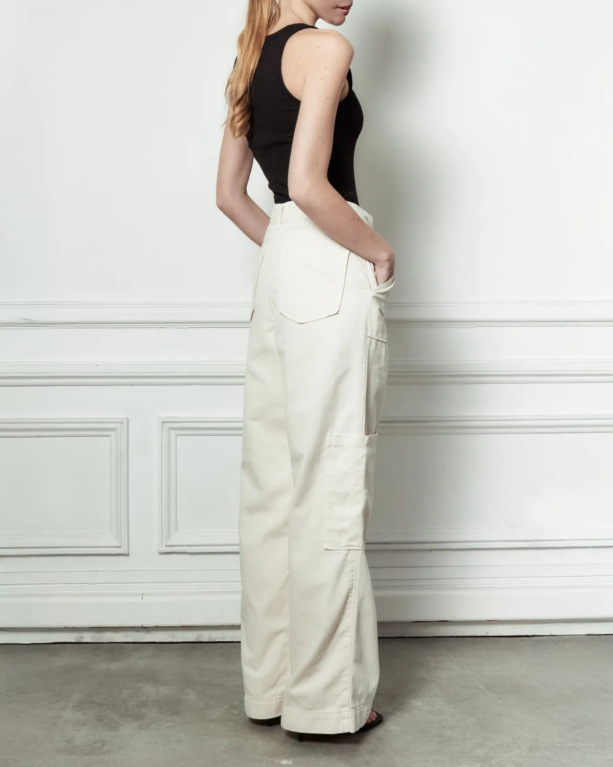 acquaverde Sander pantalone chevron cream vita alta