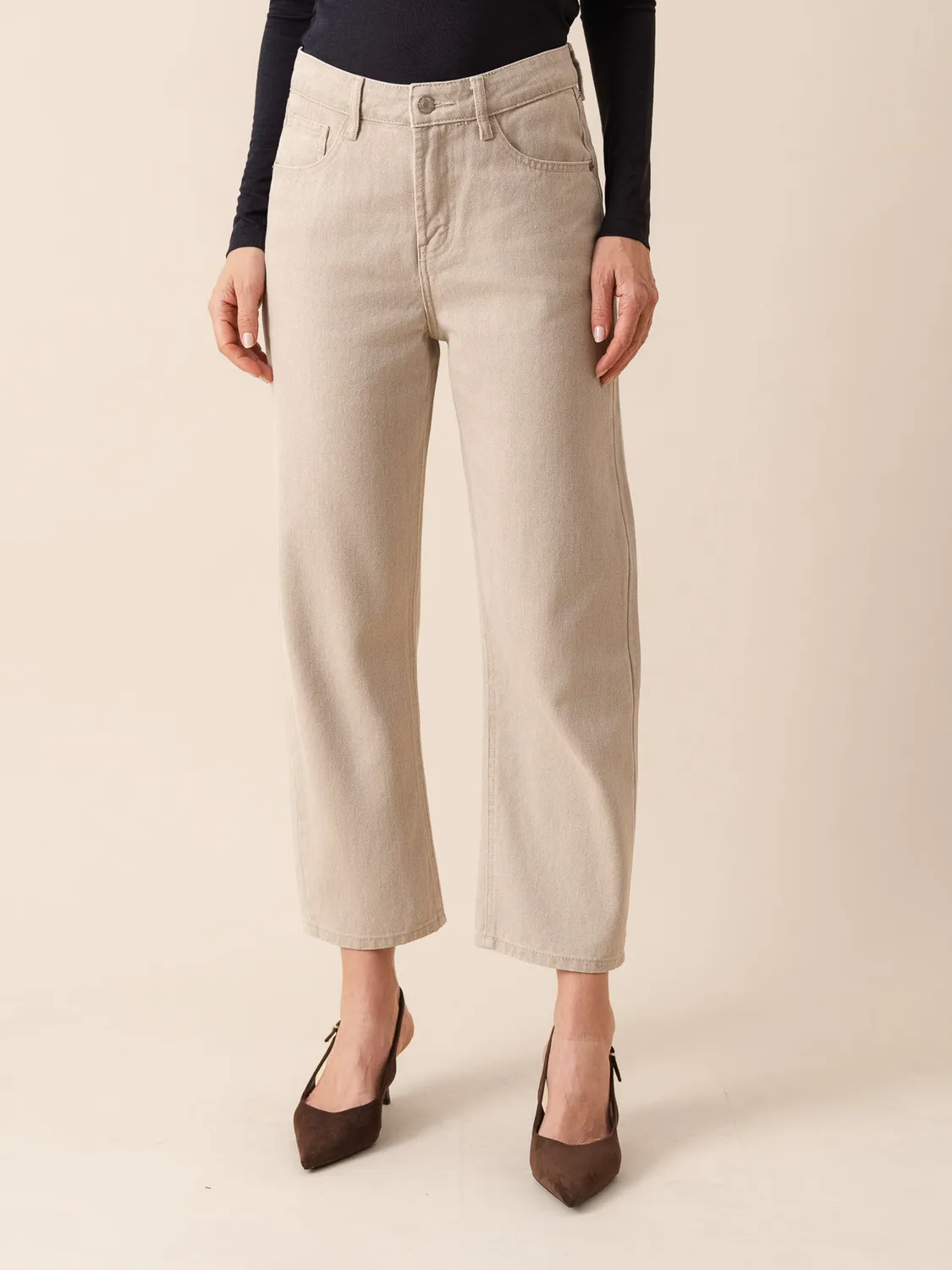 Oraije Boy jeans barrel taupe