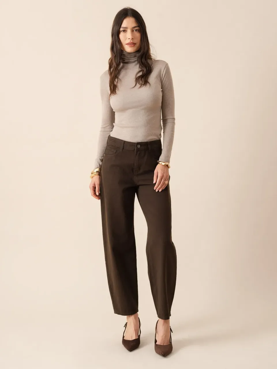 Oraije Bony jeans barrel cioccolato