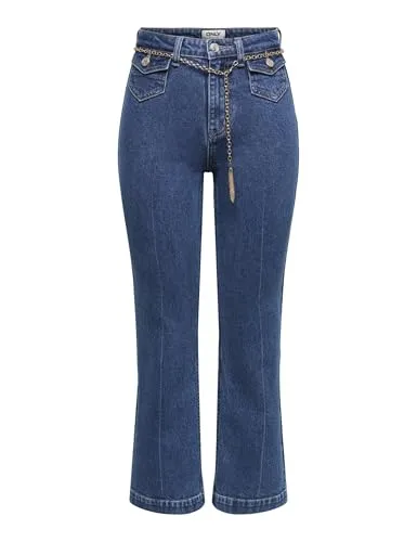 ONLY Onlemily HW Crop Flare Belt DNM Mae jeans 30W/32L