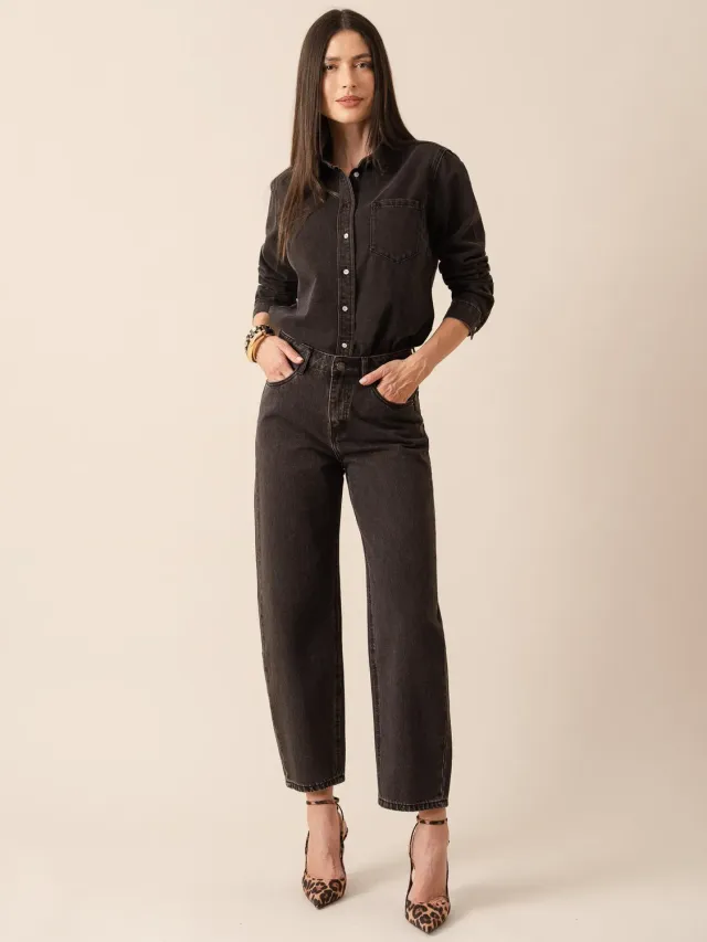 Oraije Bony jeans barrel grigio scuro