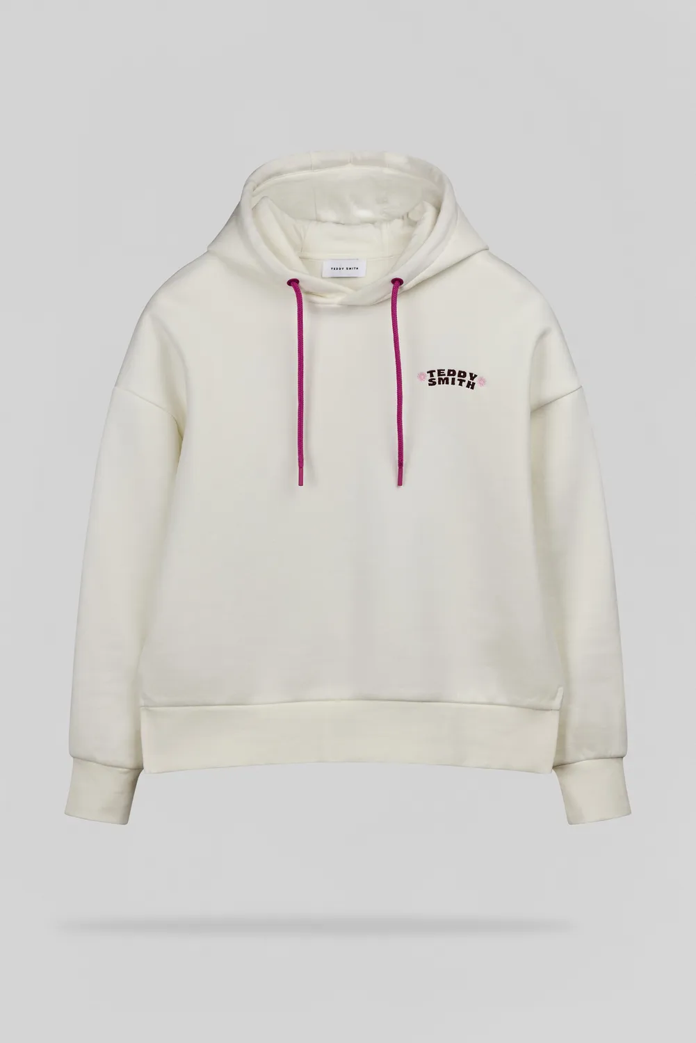 Teddy Smith S-Bird Hoody felpa donna bianca ricamata