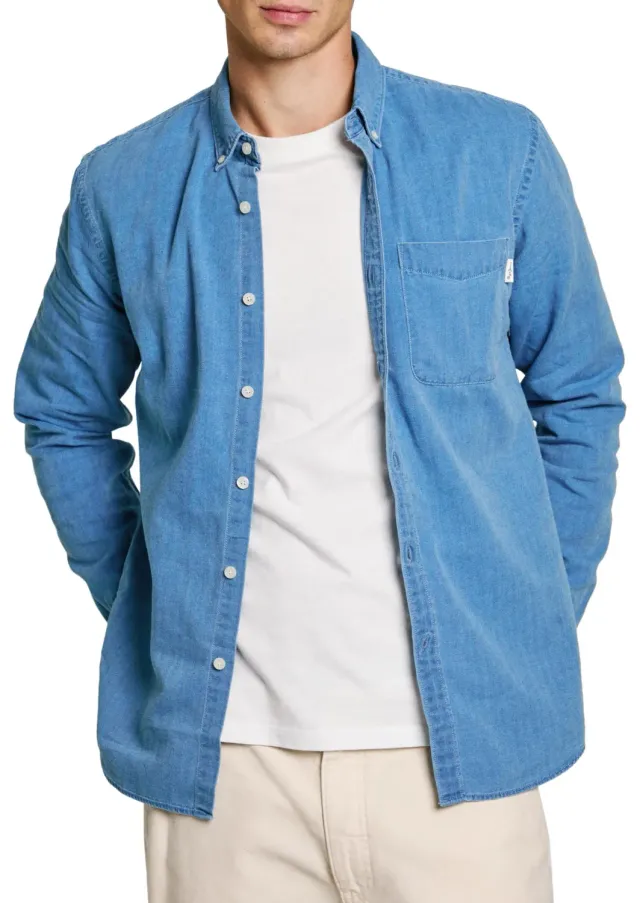 Pepe Jeans Maison Camicia Uomo M Oxford Indaco