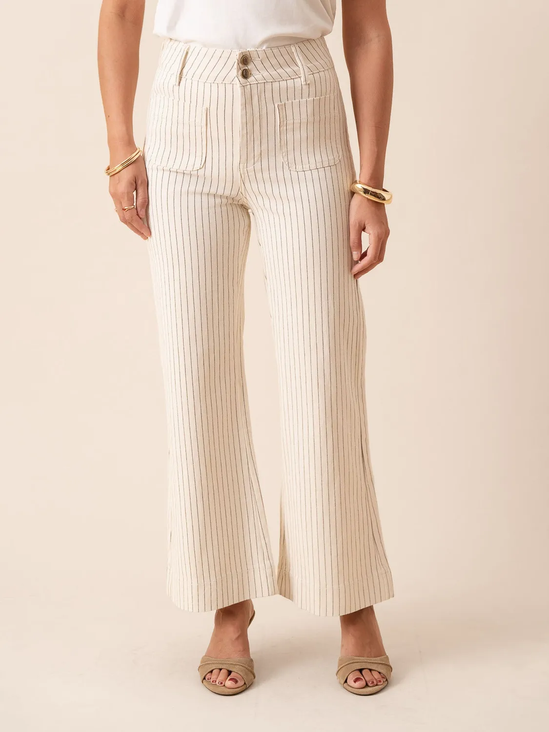 Oraije Elenette jeans flare rigato naturale