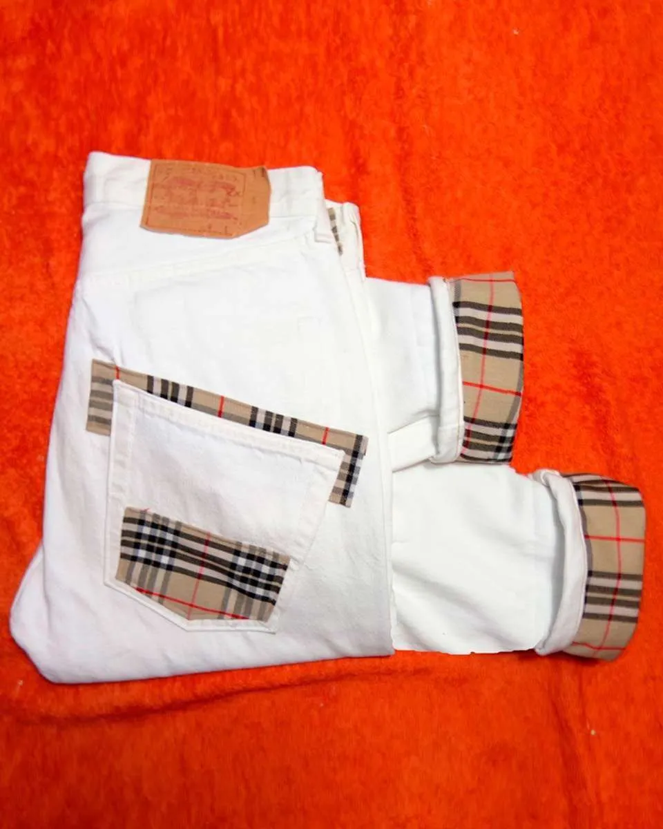 Levi's Vintage jeans bianco personalizzato check