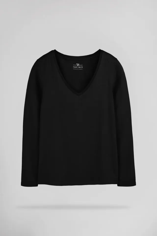 Teddy Smith T-Miana ML maglia scollo V nero