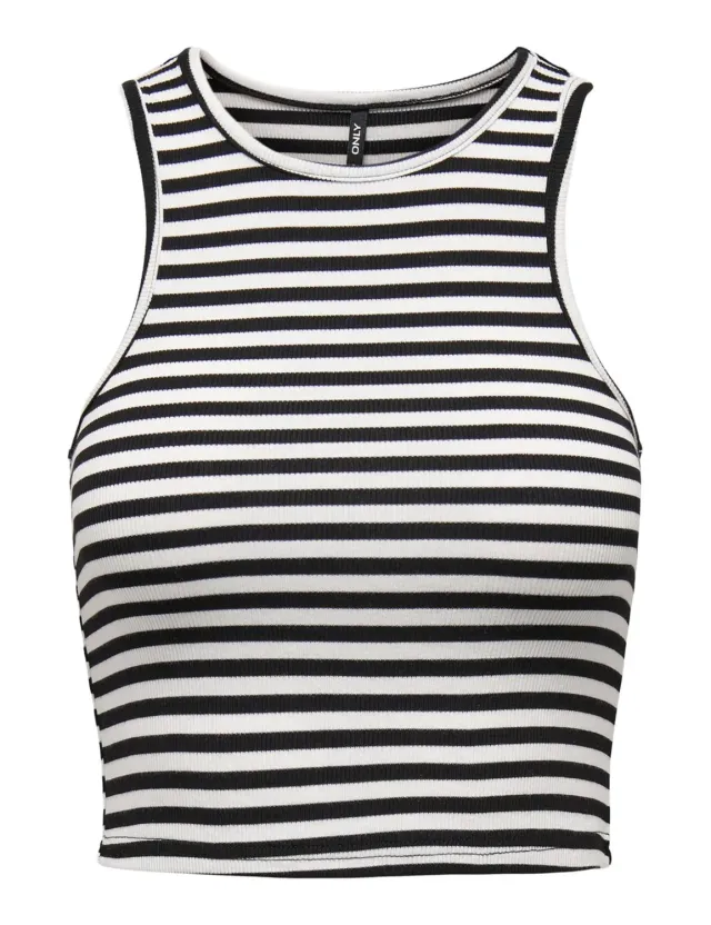 Only Onlbelia top donna crop taglia S nero righe