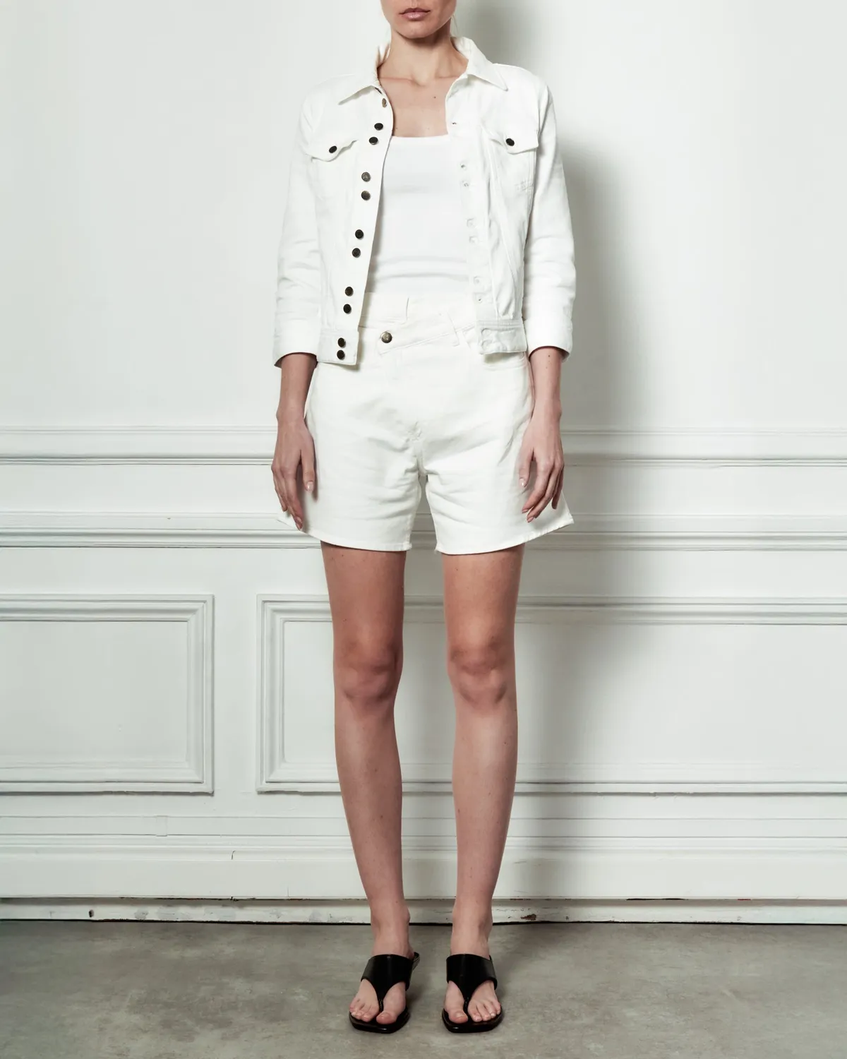 Acquaverde May shorts vita alta off white larghi
