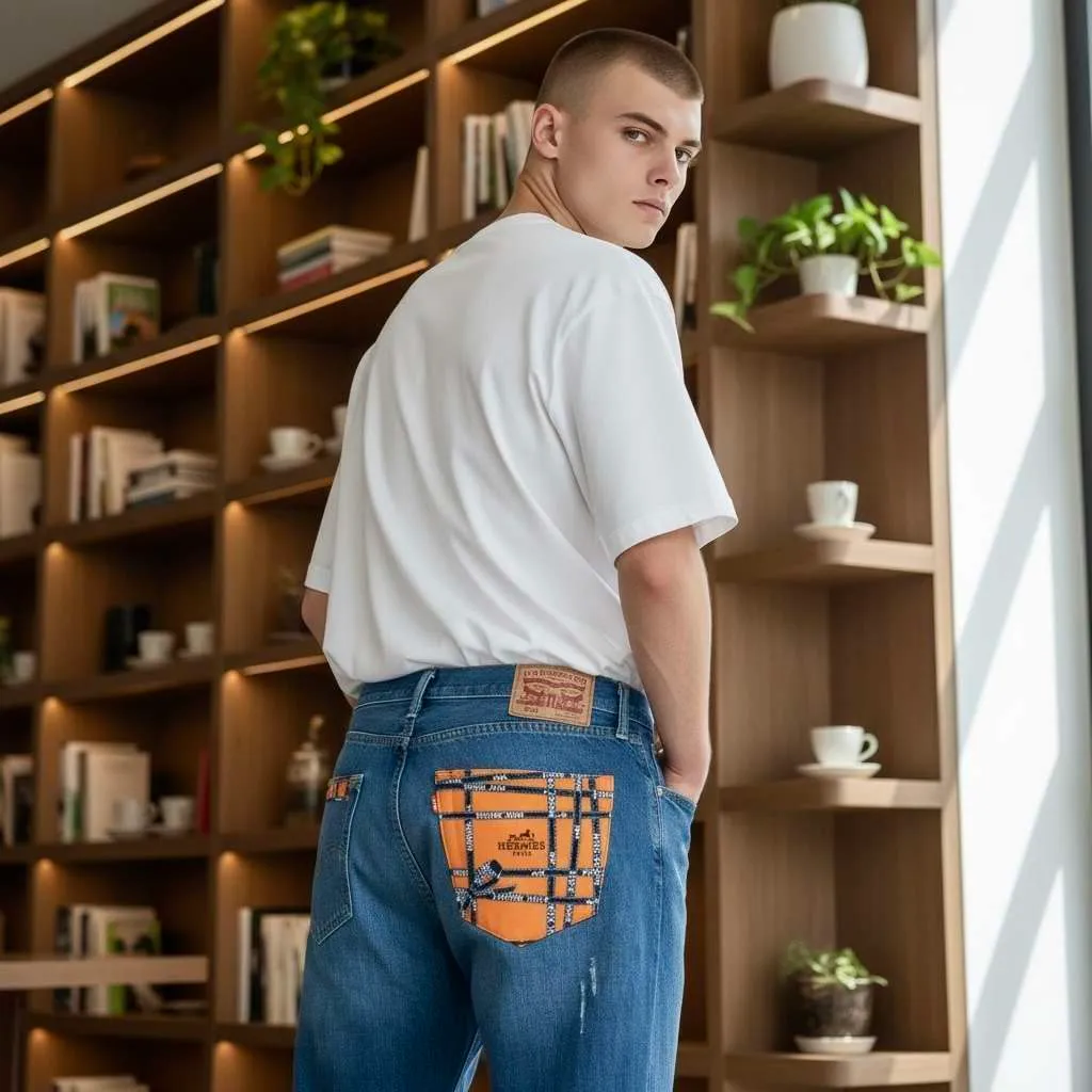 Never Say Never Jeans Levi's Tessuto Hermes custom su misura