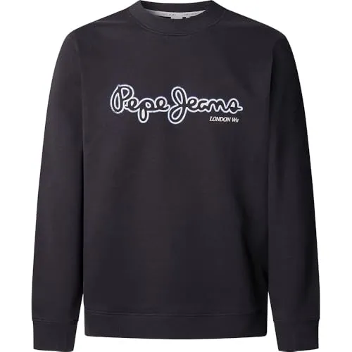 Pepe Jeans Dorian Felpa Uomo Nero Cotone Spazzolato