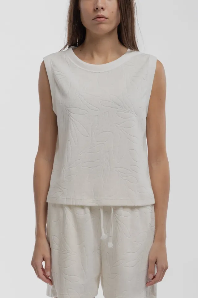 Teddy Smith T-Noisette Top Donna Bianco Jacquard