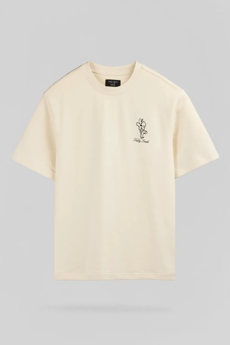 Teddy Smith T-Flowers MC Naturel T-Shirt Uomo Ecru Cotone