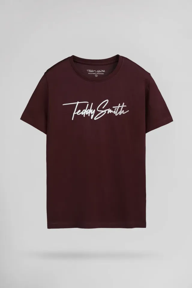 Teddy Smith T-Evan MC JR T-shirt bambino bordeaux cotone