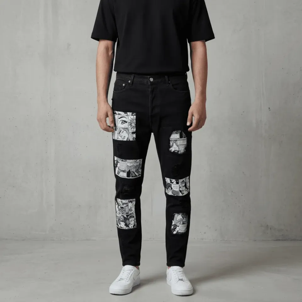 Levi's Vintage jeans black custom fumetti