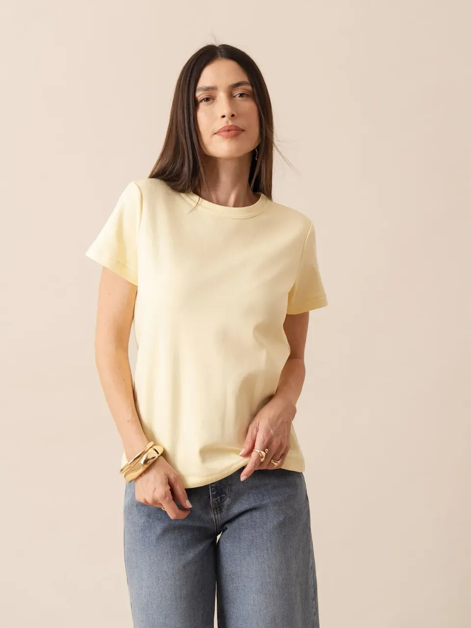 Oraije Oni t-shirt cotone giallo pallido
