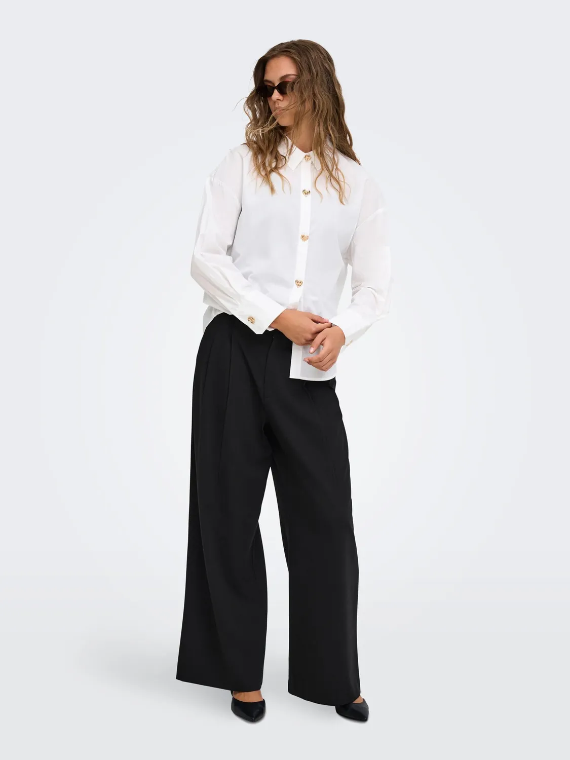 ONLY Onlsonja HW Wide Pleat Pant TLR pantalone nero