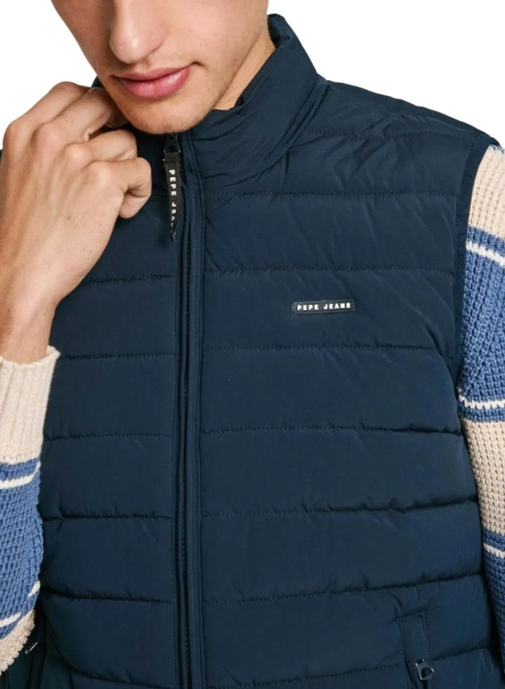 Pepe Jeans Toby gilet uomo M blu imbottito collo imbuto
