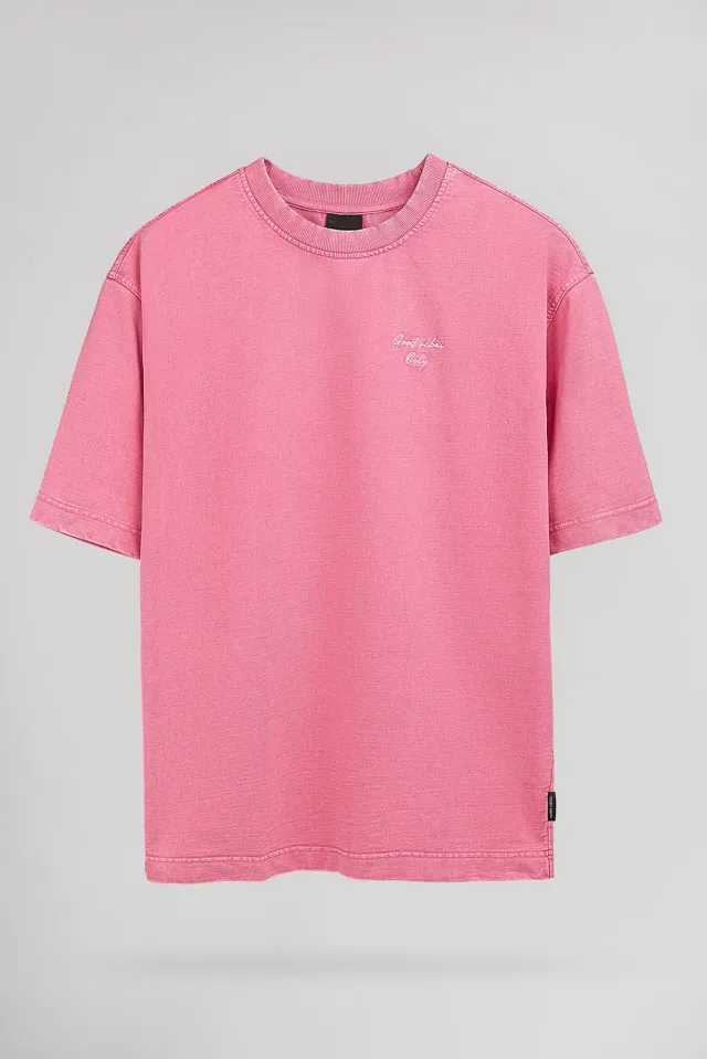 Teddy Smith S-Hawk RC t-shirt uomo rosa loose delavata
