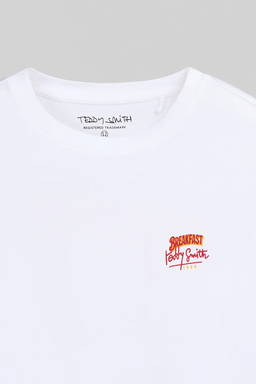 Teddy Smith T-Breakfast t-shirt bambino bianca cotone