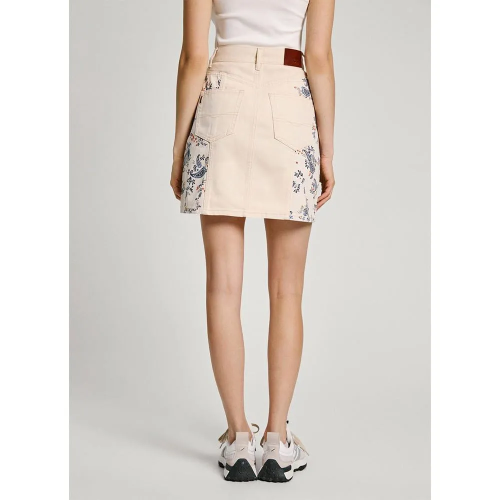 Pepe Jeans Gonna Jeans Donna S Ecru Paisley