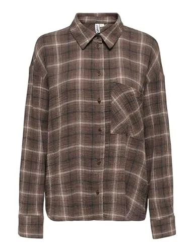 ONLY Onlfajan camicia a scacchi donna XL manica lunga