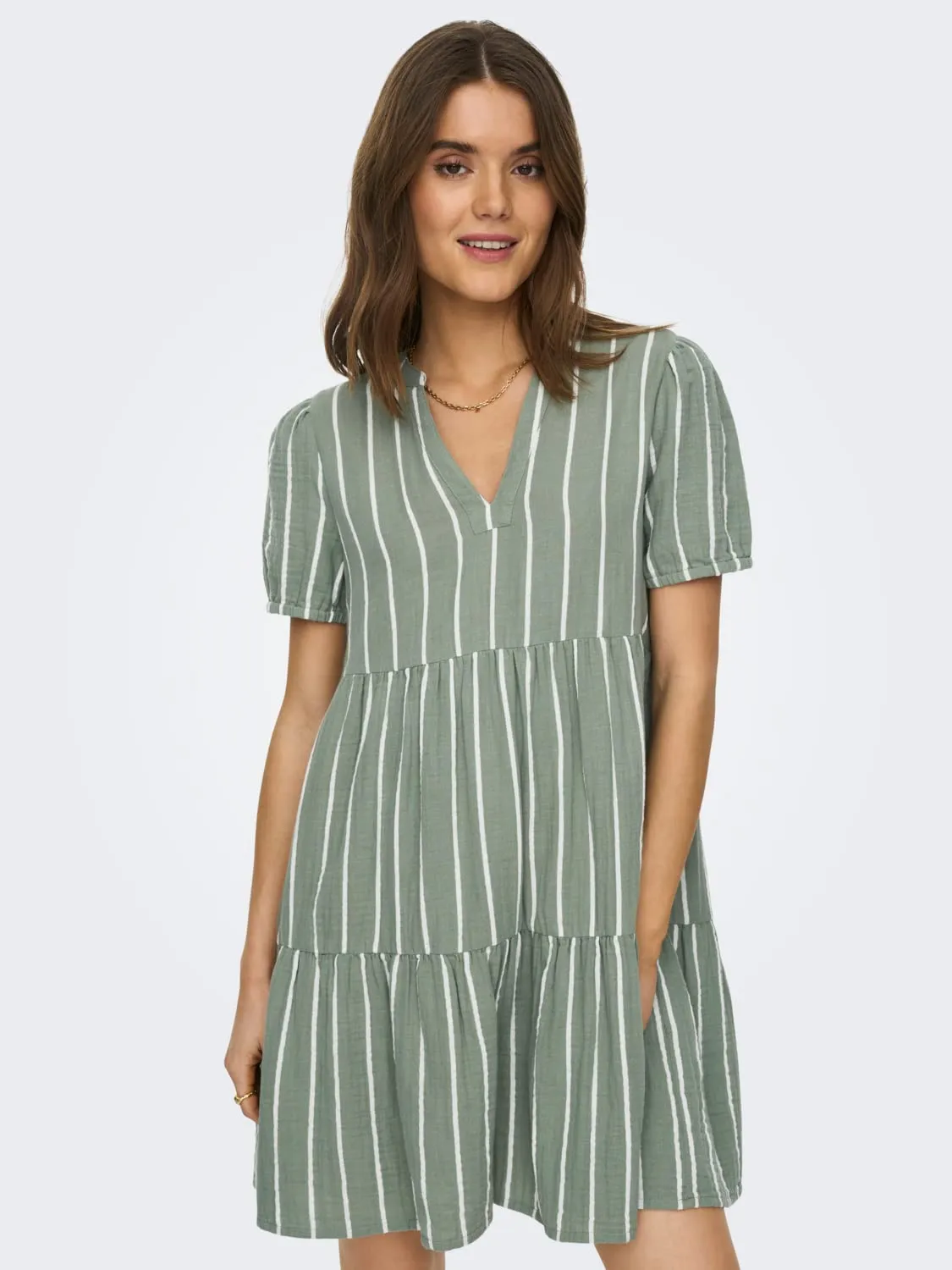 Only Onlnora Loose abito donna S scollo V fantasia oceano