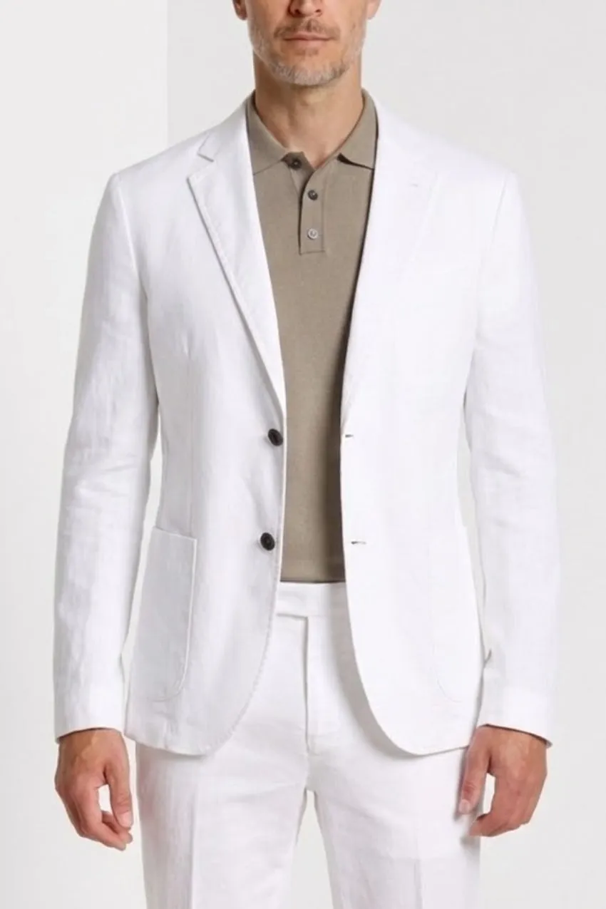 Mason's Da Vinci blazer uomo bianco lino e cotone
