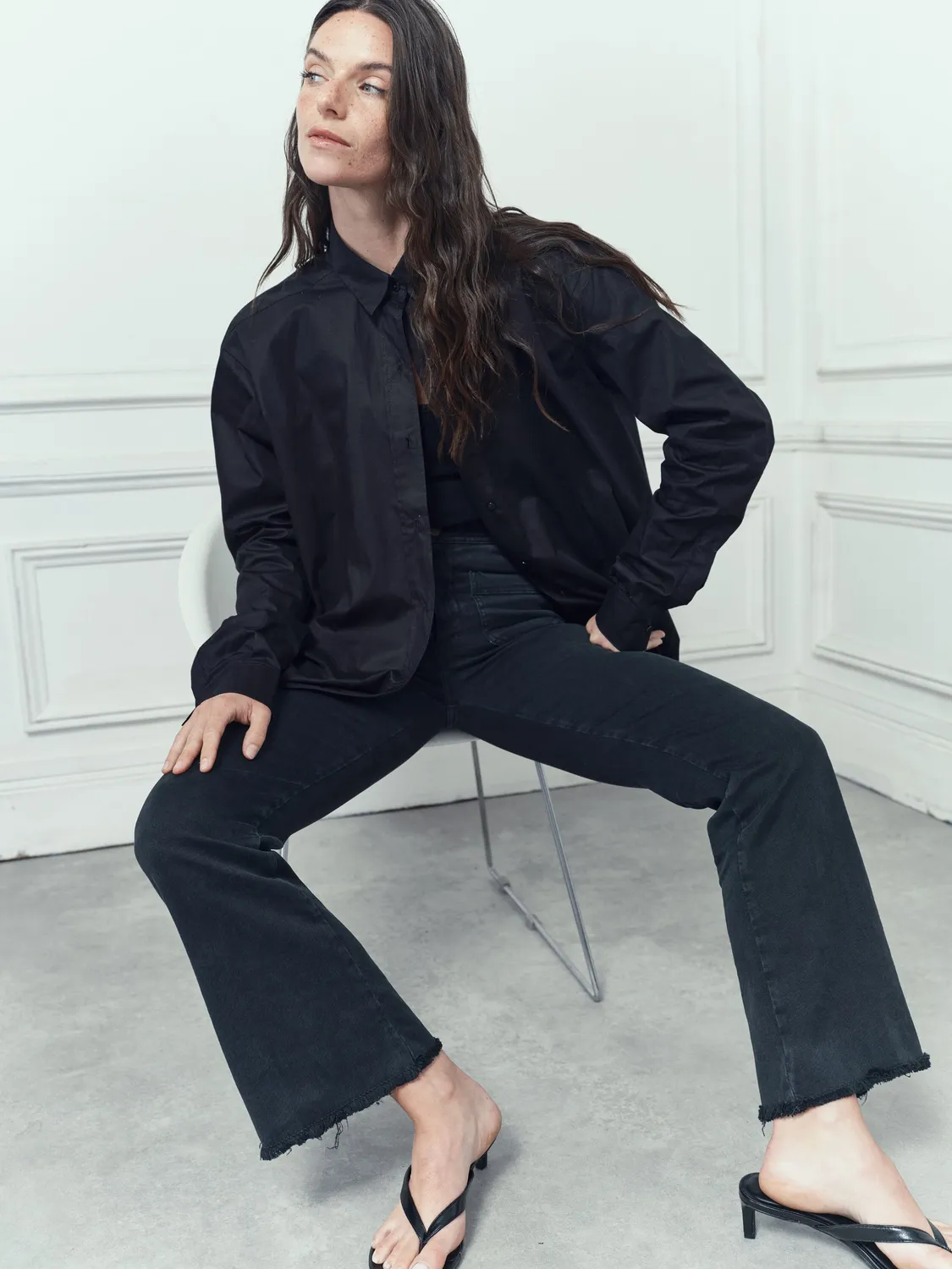 acquaverde Carlotta jeans cropped black stone stretch