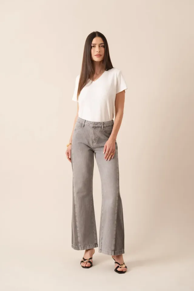 Oraije Mason jeans wide grigio bicolore cotone