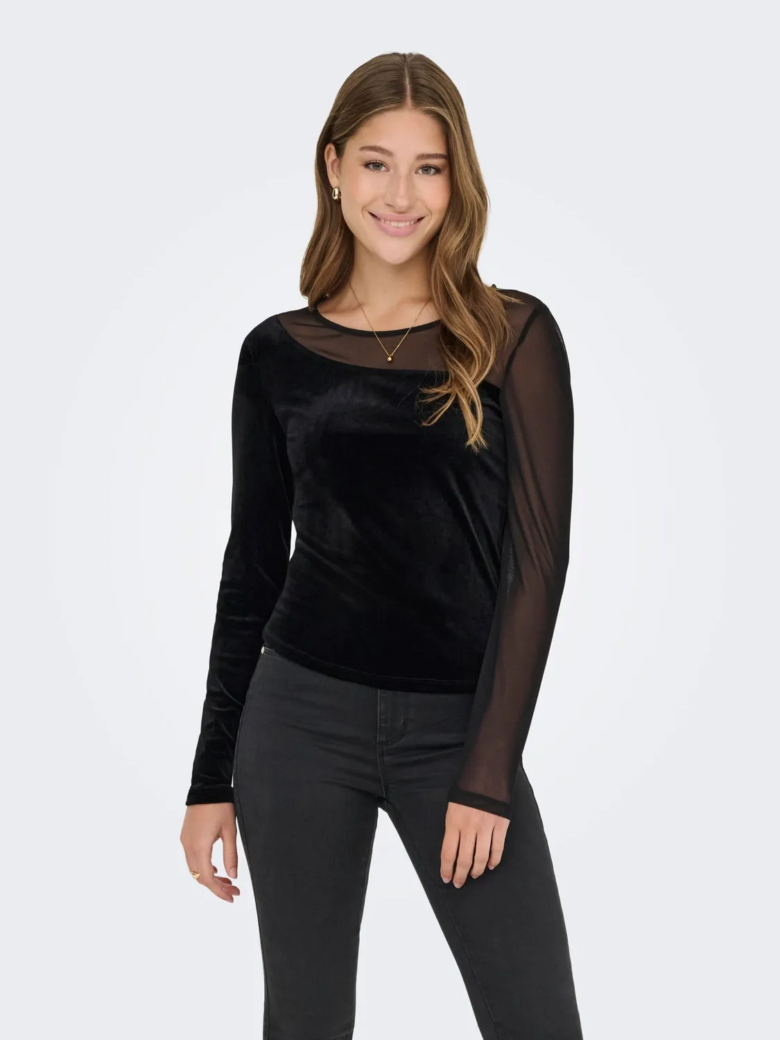 ONLY Onlsmooth Mesh Mix top donna L manica lunga