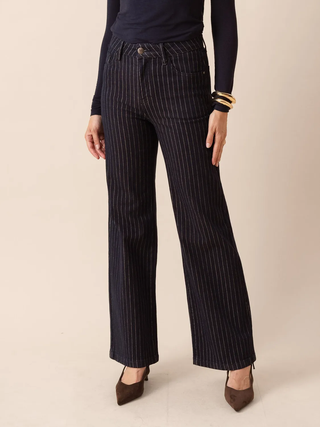 Oraije Gabriel jeans wide rigato grezzo