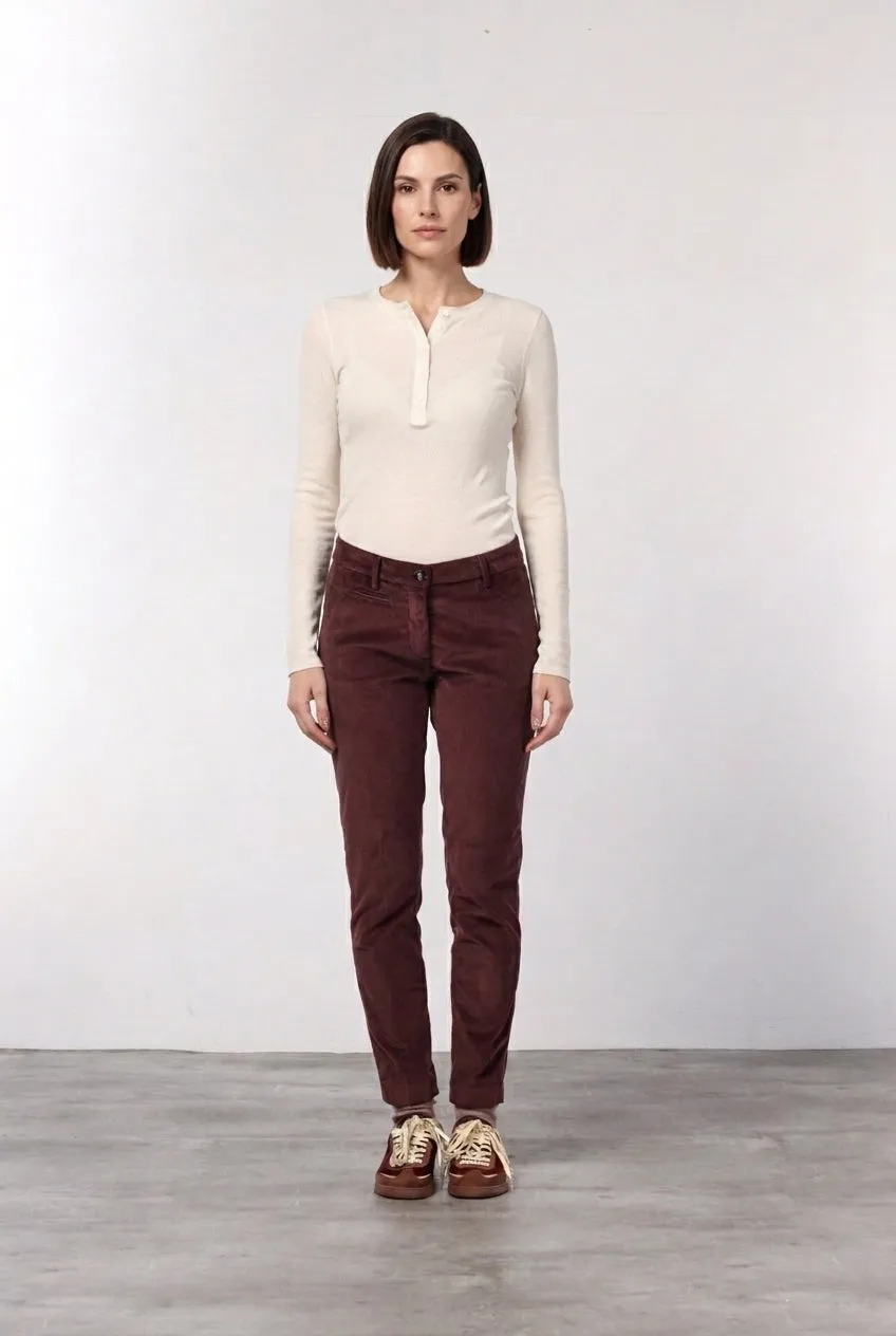 Mason's New York Slim chino donna bordeaux velluto