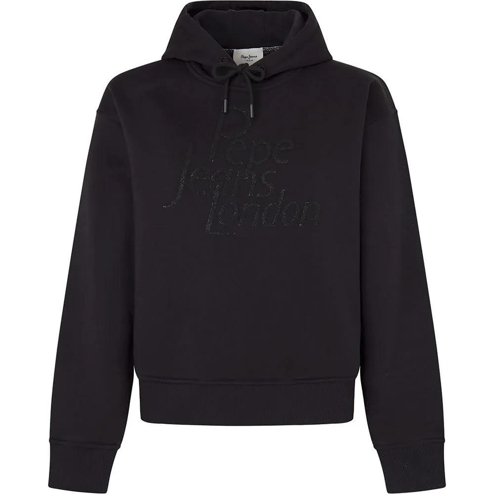 Pepe Jeans Harriet felpa donna cappuccio nera logo