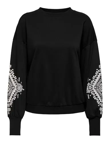 ONLY Onlbrooke L/S O-Neck Flower Swt Noos felpa nera XL