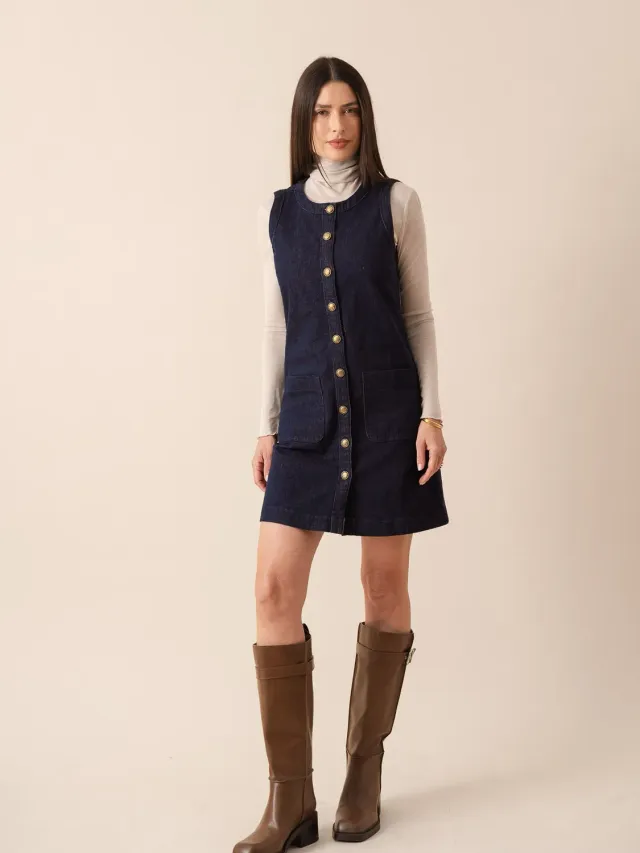 Oraije Ricci vestito cotone grezzo bottoni