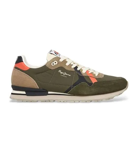 Pepe Jeans Brit Cover Sneaker pelle verde uomo running retro