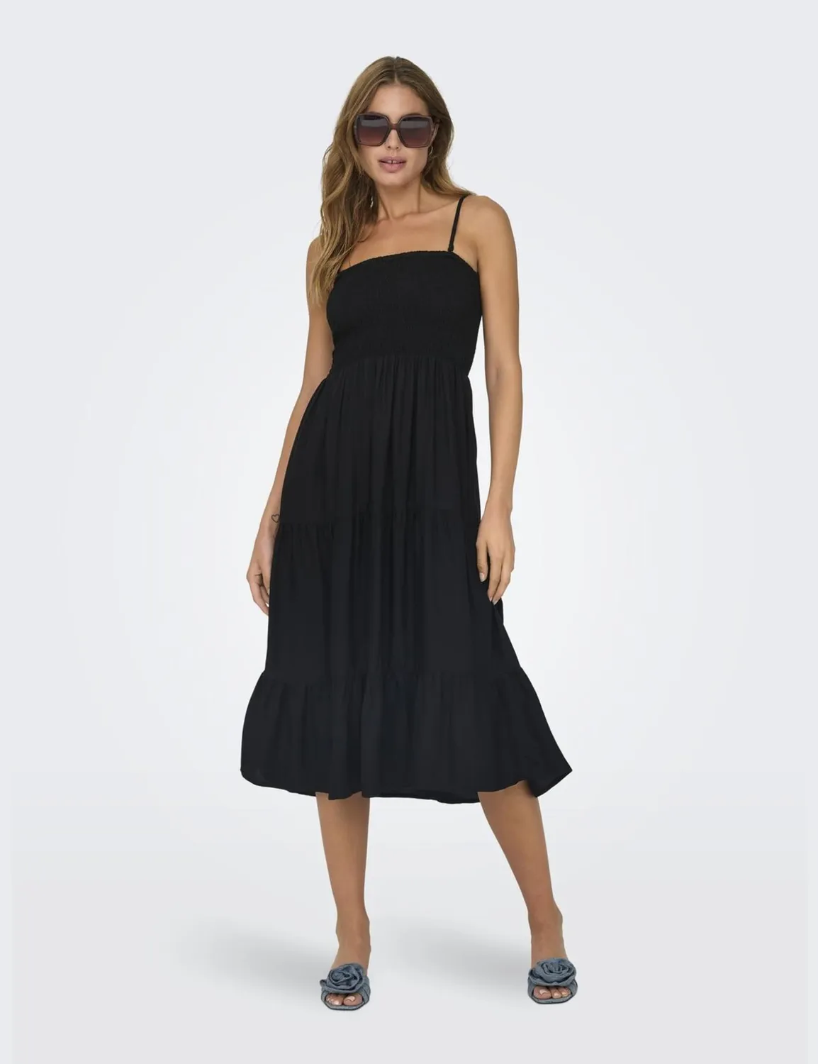 ONLY Onlzelina Smock 3 in 1 abito estivo nero gonna lunga