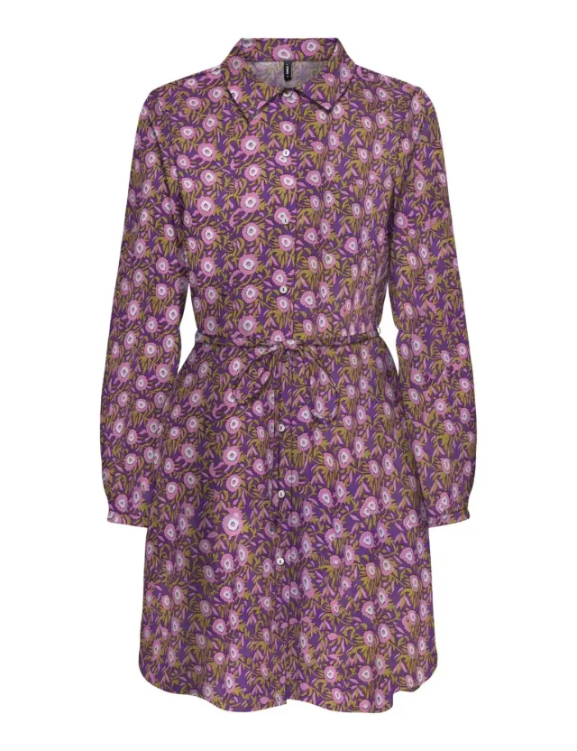 ONLY Onlnova Life Vis L/S Shirt Dress abito viola amaranto