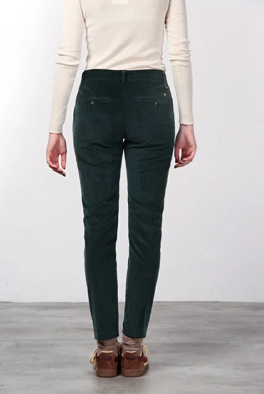 Mason's New York Slim pantalone chino verde scuro velluto