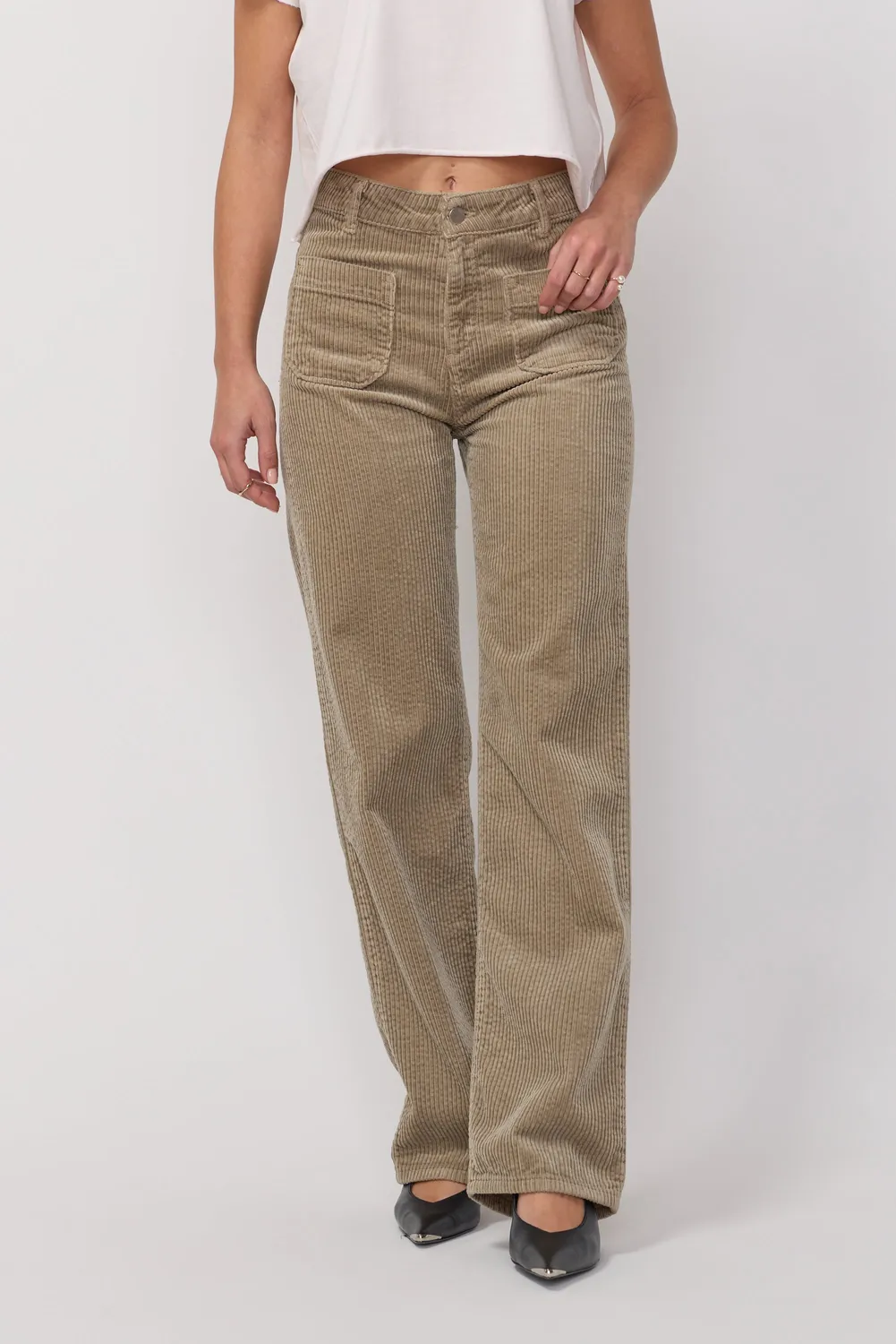 Acquaverde Melvil pantalone Argile flare velluto