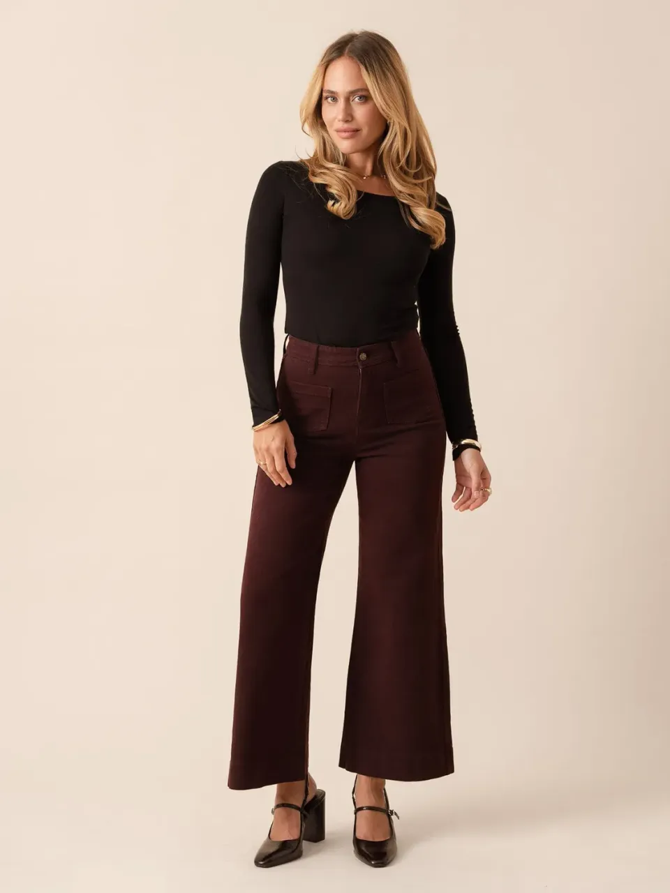 Oraije Gasparette jeans wide bordeaux fluido