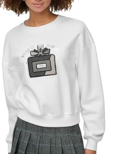 ONLY Onlemily felpa stampa denim bianca S
