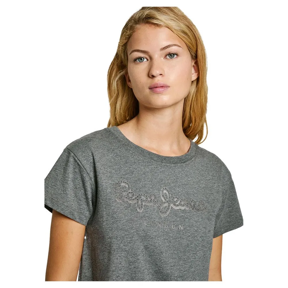 Pepe Jeans Gaia T-shirt donna M grigio regular fit strass