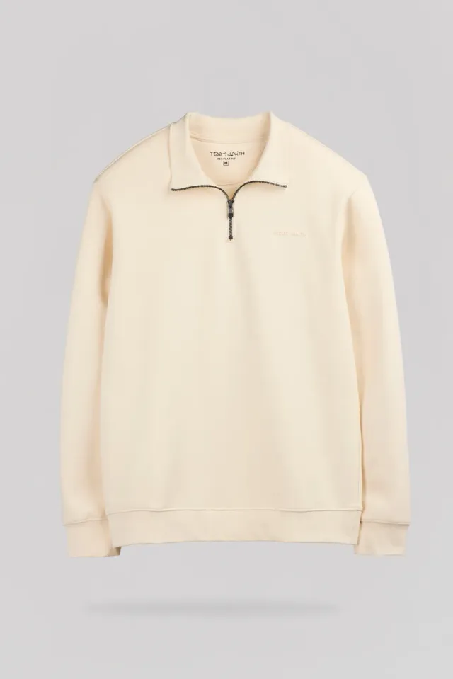 Teddy Smith S-Loan Felpa Zip Uomo Naturale Collo Camionneur