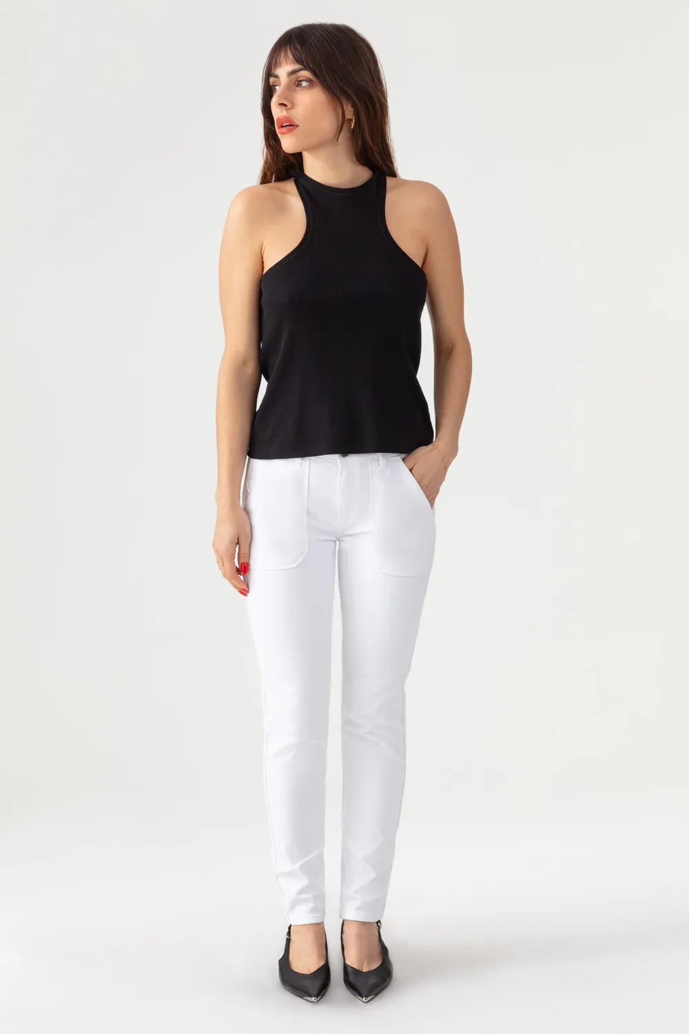 Acquaverde Pierce White pantaloni stretch caviglia