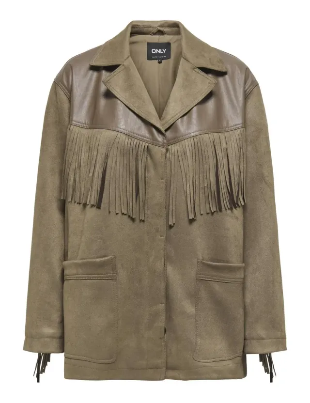 ONLY Onlfrange Life Fauxsued Fring Jacket giacca S frange