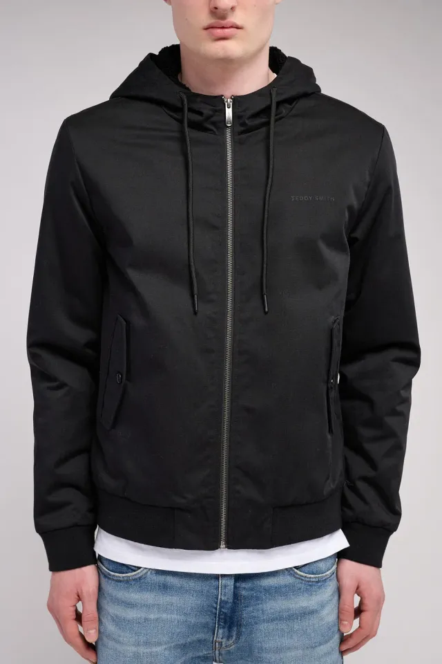 Teddy Smith B-Sanson giubbotto uomo nero con cappuccio