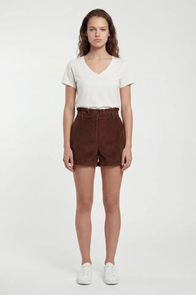 Teddy Smith S-Alois Chocolat short donna velluto cotone