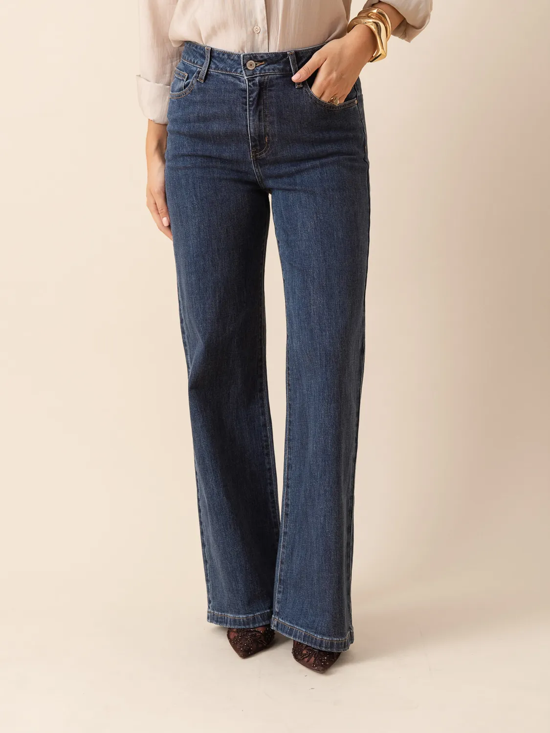 Oraije Pietro jeans palazzo blu scuro